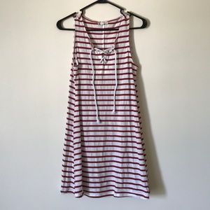 Red and white striped dress
